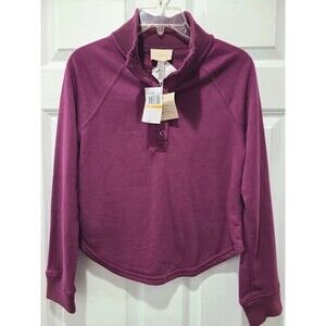 NWT Cupio purple Knit Henley Mock Neck Small/XS